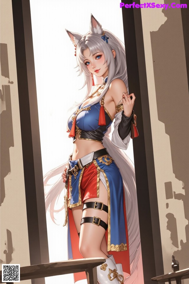 Hentai - Exotic Allure of the Untamed Lands Set.1 20250124 Part 11 No.fefee8 A woman in a blue and red outfit standing in front of a window.