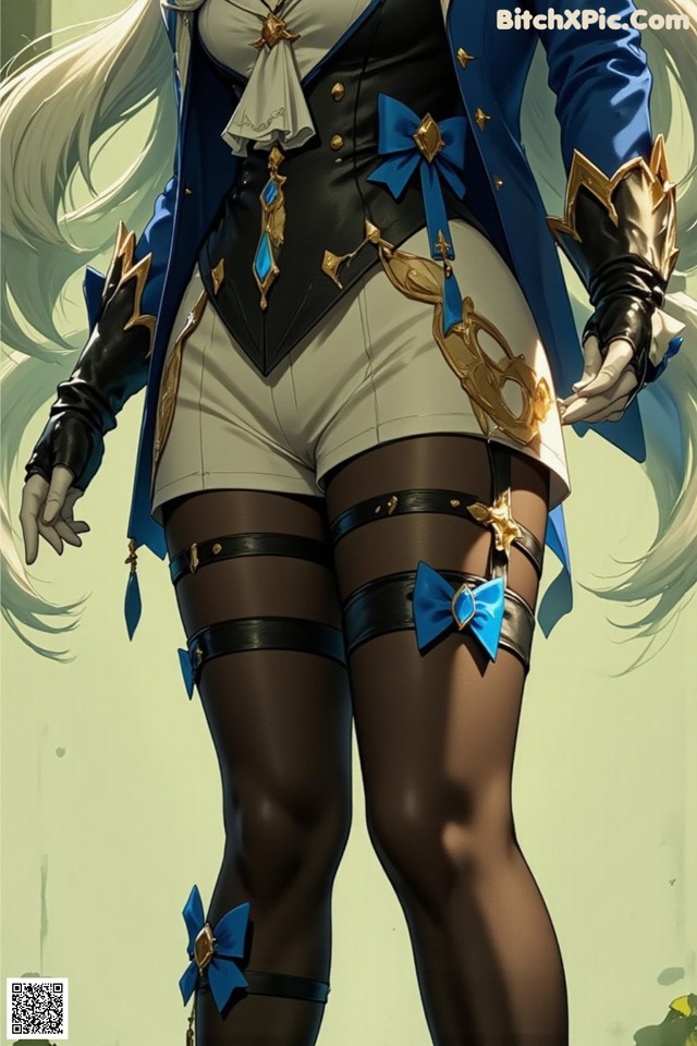 Hentai - Luminous Charm of the Aquatic Enchantress Set.2 20250126 Part 14 No.c6100f A woman in a blue jacket and white shorts with a blue bow.