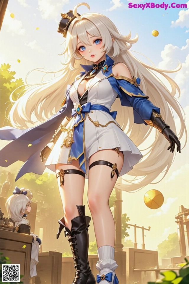 Hentai - Luminous Charm of the Aquatic Enchantress Set.2 20250126 Part 2 No.5b3027 A woman in a white dress and black boots standing in front of a building.
