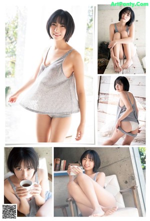 A woman in a white bra and panties posing for a picture.