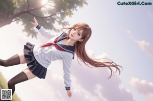 A girl in a school uniform posing for a picture.