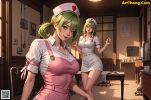A 3D rendering of a woman with big breasts.