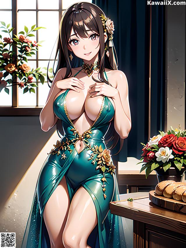 Hentai - 华彩繁花 Set 1 20230602 Part 8 No.617e62 A woman in a blue dress sitting at a table.