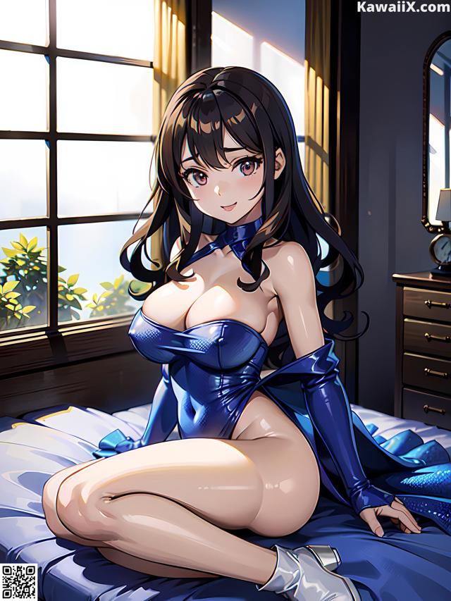 Hentai - 华彩繁花 Set 1 20230602 Part 8 No.617e62 A woman in a blue dress sitting on a bed.