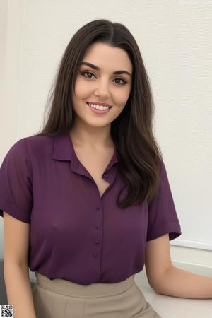 A woman in a white shirt and panties posing for the camera.