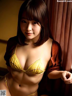 A woman in a black lingerie posing for a picture.